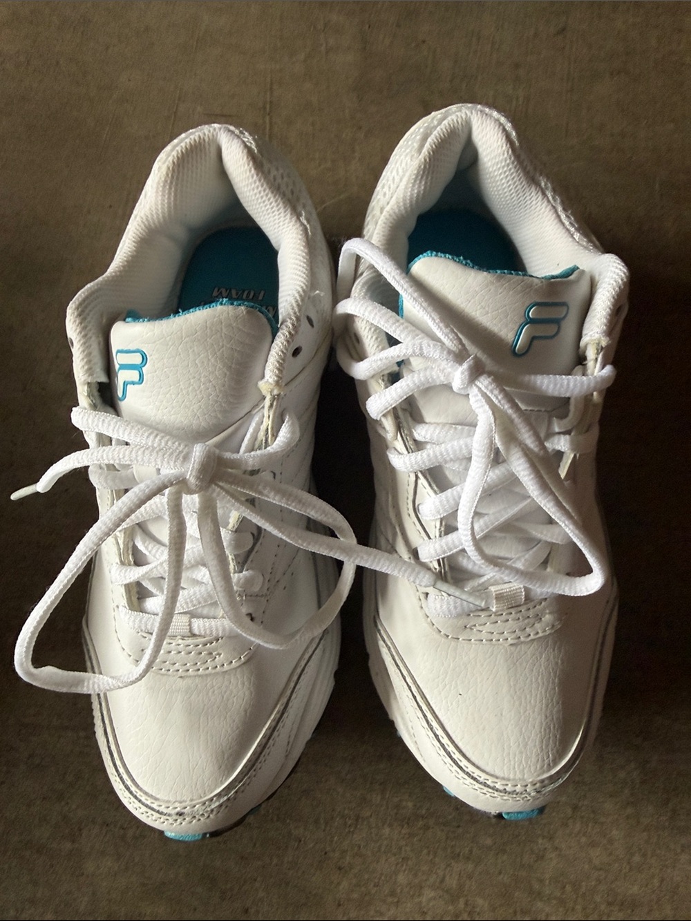 Fila White Sneakers with Teal Accents